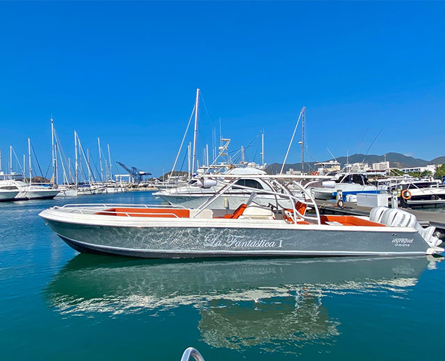 semi-yacht in the santa marta naval marina