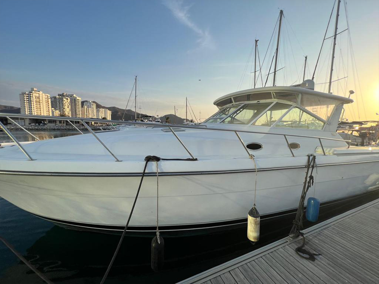 exterior of yatch bellagio in Santa Marta